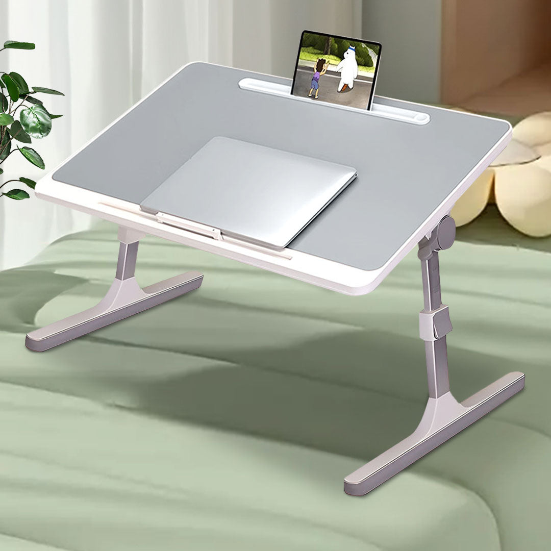 SOGA 60X40cm Grey Small Laptop Bed Portable Foldable Study Table Adjustable • LUZ-BedTableA11
