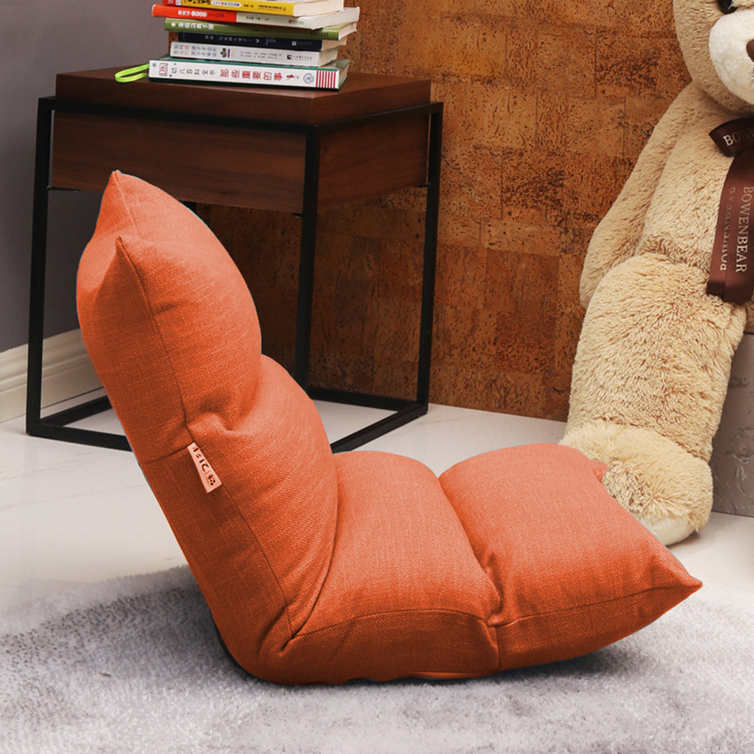 SOGA Lounge Floor Recliner Adjustable Lazy Sofa Bed Folding Game Chair Orange • LUZ-LoungeFabricOrange