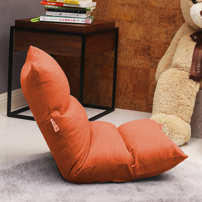 SOGA Lounge Floor Recliner Adjustable Lazy Sofa Bed Folding Game Chair Orange • LUZ-LoungeFabricOrange