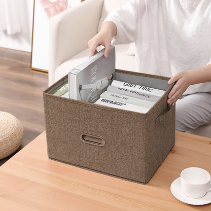 SOGA Coffee Medium Foldable Canvas Storage Box Cube Clothes Basket Organiser Home Decorative Box • LUZ-SBox010