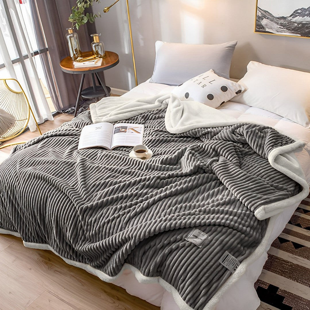 SOGA 2X Grey Throw Blanket Warm Cozy Double Sided Thick Flannel Coverlet Fleece Bed Sofa Comforter • LUZ-Blanket306X2