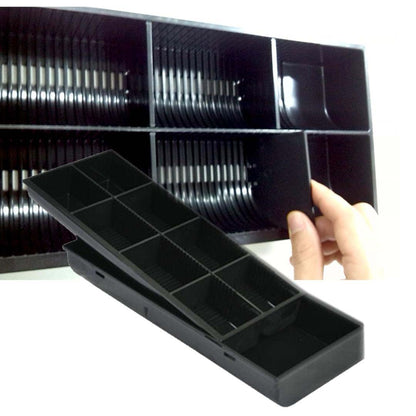 SOGA 2X 4 Bills 8 Coins Cash Tray With Lockable Lid Heavy Duty Spare Cash Tray Black • LUZ-CashDrawerWithLidX2