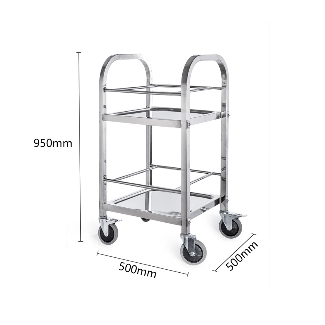 SOGA 2X 2 Tier 500x500x950 Stainless Steel Square Tube Drink Wine Food Utility Cart • LUZ-FoodCart1215X2