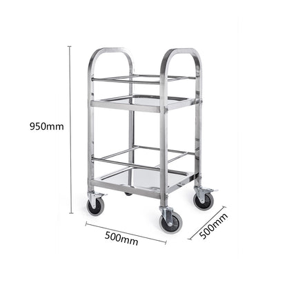 SOGA 2X 2 Tier 500x500x950 Stainless Steel Square Tube Drink Wine Food Utility Cart • LUZ-FoodCart1215X2