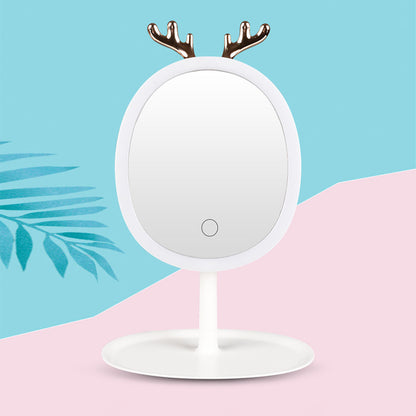 SOGA 2X White Antler LED Light Makeup Mirror Tabletop Vanity Home Decor • LUZ-BathG533X2