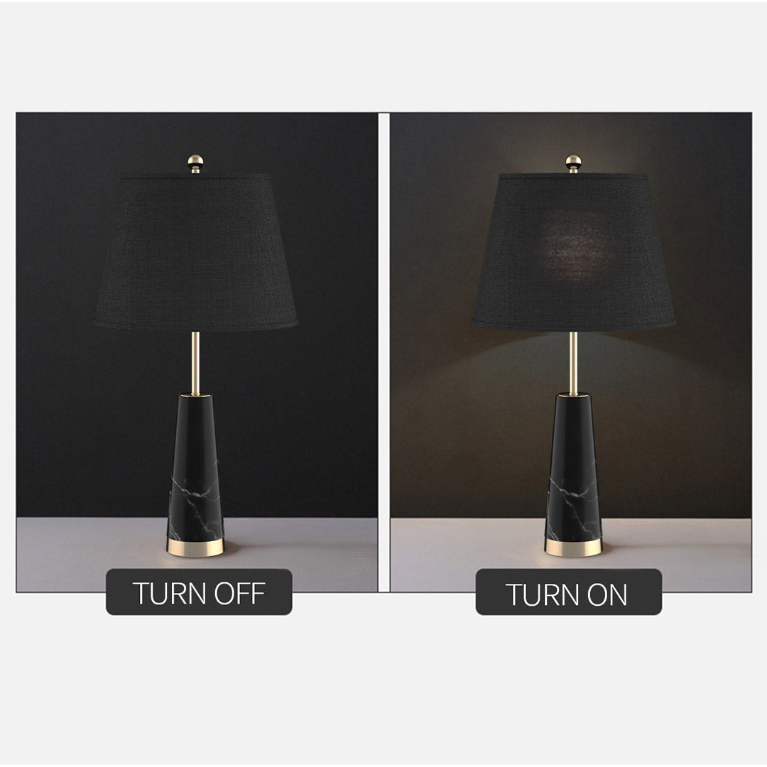 SOGA 68cm Black Marble Bedside Desk Table Lamp Living Room Shade with Cone Shape Base • LUZ-TableLampG68