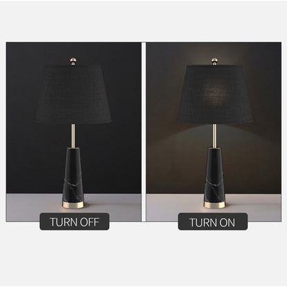 SOGA 68cm Black Marble Bedside Desk Table Lamp Living Room Shade with Cone Shape Base • LUZ-TableLampG68