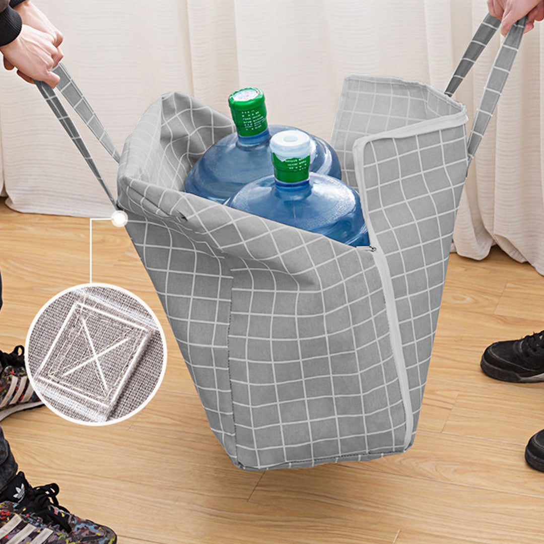 SOGA 2X Grey Plaid  Super Large Storage Luggage Bag Double Zipper Foldable Travel Organiser Essentials • LUZ-SBox203X2