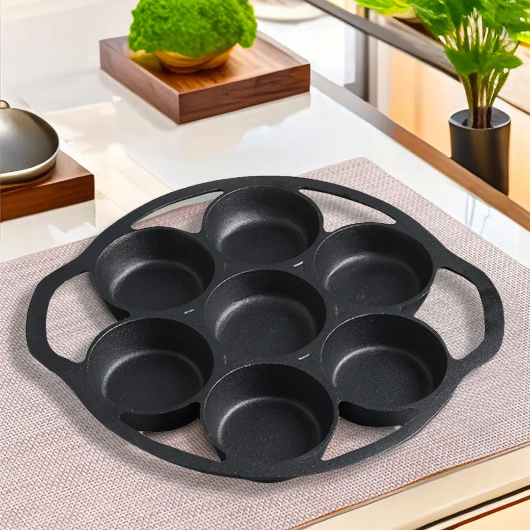 SOGA 2X 32cm Cast Iron Takoyaki Fry Pan Octopus Balls Maker 7 Hole Cavities Grill Mold • LUZ-ZPai014X2