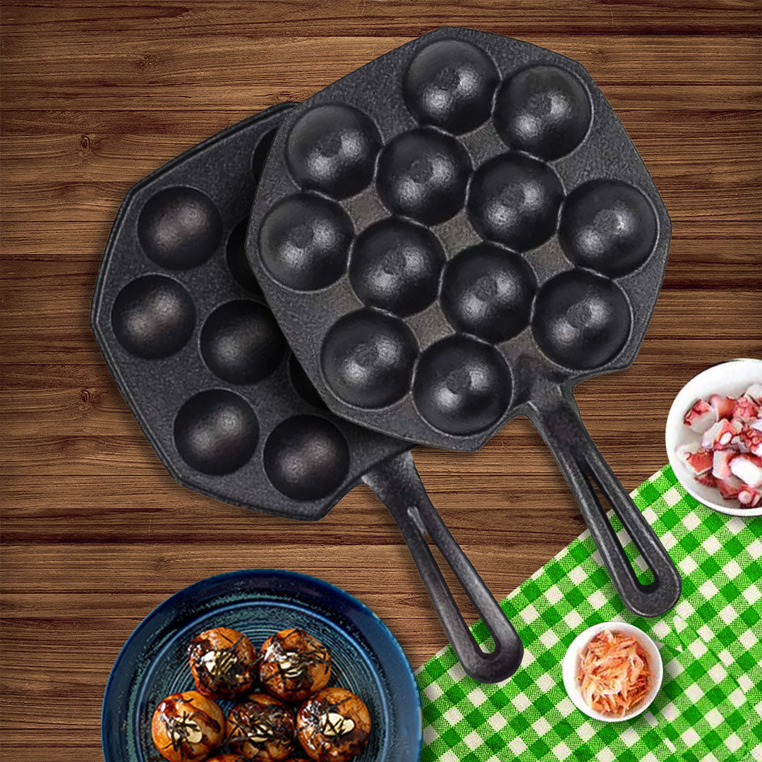 SOGA 18CM Cast Iron Takoyaki Fry Pan Octopus Balls Maker 12 Hole Cavities Grill Mold • LUZ-ZPaiB2
