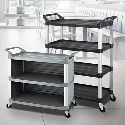 SOGA 4 Tier Food Trolley Portable Kitchen Cart Multifunctional Big Utility Service with wheels 950x500x1270mm Black • LUZ-FoodCart1519AB