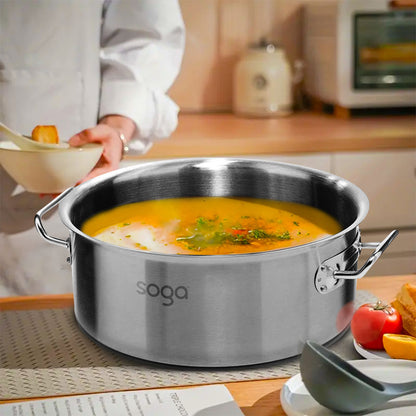 SOGA Stock Pot 9L 23L Top Grade Thick Stainless Steel Stockpot 18/10 • LUZ-SOGAStockPot9L23L
