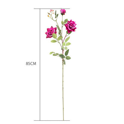SOGA 85cm Clear Glass Tall Floor Vase with 12pcs Artificial Fake Flower Set • LUZ-Vase3019ClearwRedF12