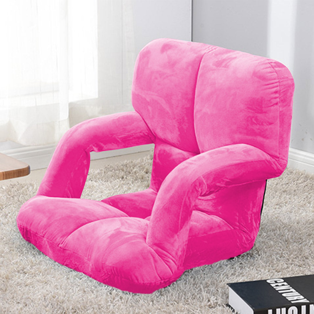 SOGA Foldable Lounge Cushion Adjustable Floor Lazy Recliner Chair with Armrest Pink • LUZ-LoungeKidPink