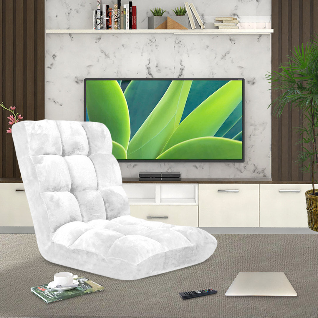 SOGA 2X Floor Recliner Folding Lounge Sofa Futon Couch Folding Chair Cushion White • LUZ-LoungeChairWhiteX2