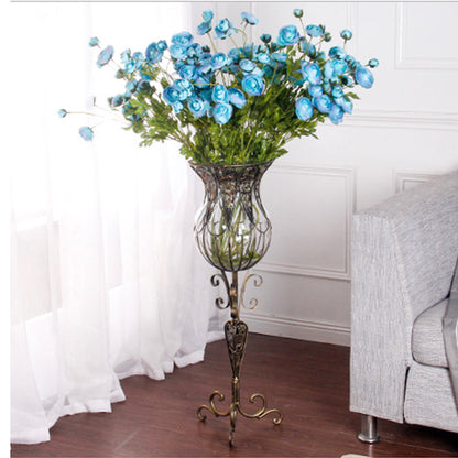 SOGA 85cm European Clear Glass Floor Home Decor Flower Vase with Tall Metal Stand • LUZ-HO-VaseYG3019Clear