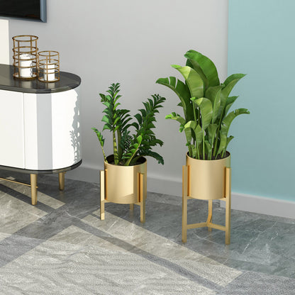 SOGA 45CM Gold Metal Plant Stand with Flower Pot Holder Corner Shelving Rack Indoor Display • LUZ-FPotH47GLD