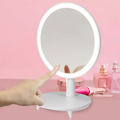SOGA 2X Round White Rechargeable LED Light Makeup Mirror Tabletop Vanity Home Decor • LUZ-BathG535X2