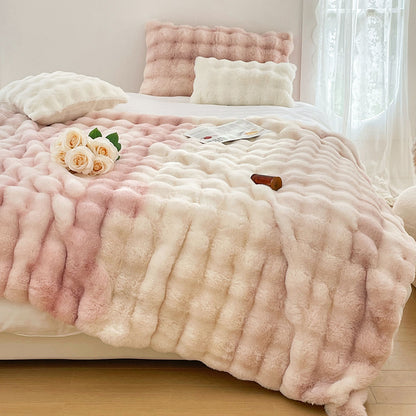SOGA 2X 200cm Light Pink Fur Fuzzy Super Soft and Cozy Fluffy Throw Blanket • LUZ-BlanketFur331X2