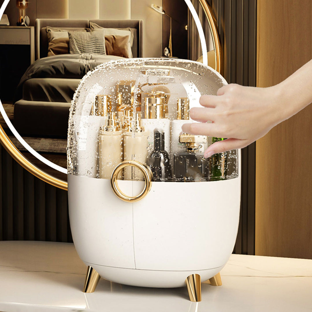 SOGA White Transparent Countertop Makeup Organiser Cosmetic Storage Waterproof Dustproof Bathroom Skincare Holder with Lid • LUZ-BathF901