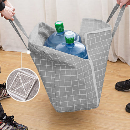 SOGA Grey Plaid  Super Large Storage Luggage Bag Double Zipper Foldable Travel Organiser Essentials • LUZ-SBox203