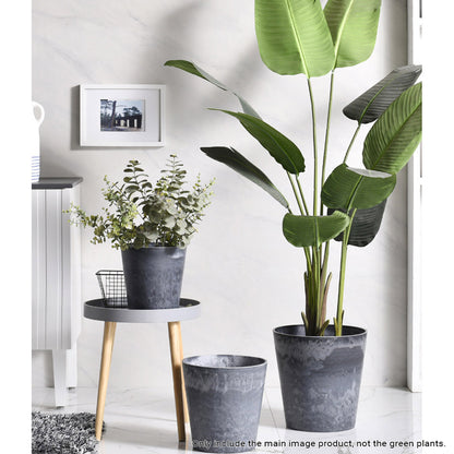 SOGA 2X 37cm Weathered Grey Round Resin Plant Flower Pot in Cement Pattern Planter Cachepot for Indoor Home Office • LUZ-FPotE3714X2
