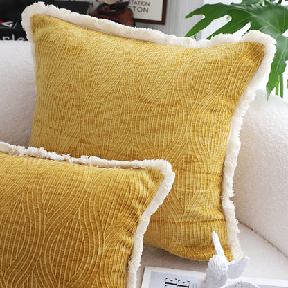 SOGA 2X 50cm Throw Pillow Turmeric Yellow Aesthetic Chenille Texture for Home Decor • LUZ-FrenchCushion313X2
