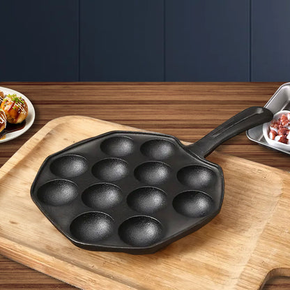 SOGA 18CM Cast Iron Takoyaki Fry Pan Octopus Balls Maker 12 Hole Cavities Grill Mold • LUZ-ZPaiB2