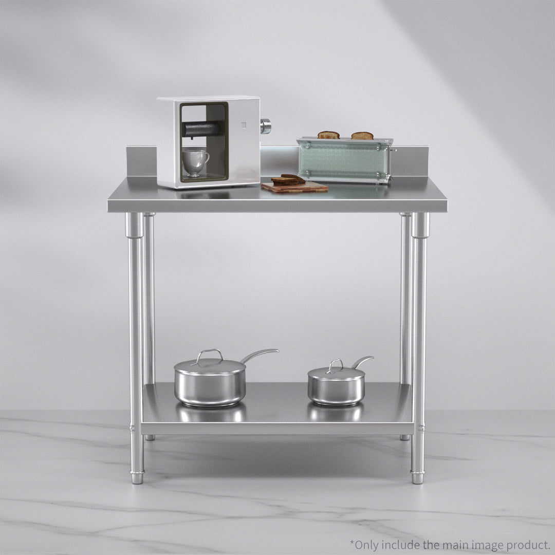 SOGA Commercial Catering Kitchen Stainless Steel Prep Work Bench Table with Back-splash 100*70*85cm • LUZ-WorkBenchSS2002100CM