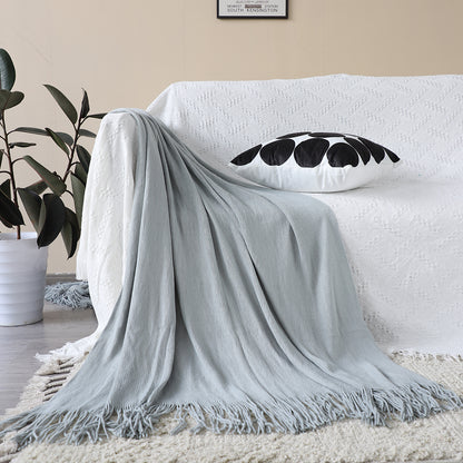 SOGA Grey Acrylic Knitted Throw Blanket Solid Fringed Warm Cozy Woven Cover Couch Bed Sofa Home Decor • LUZ-Blanket907