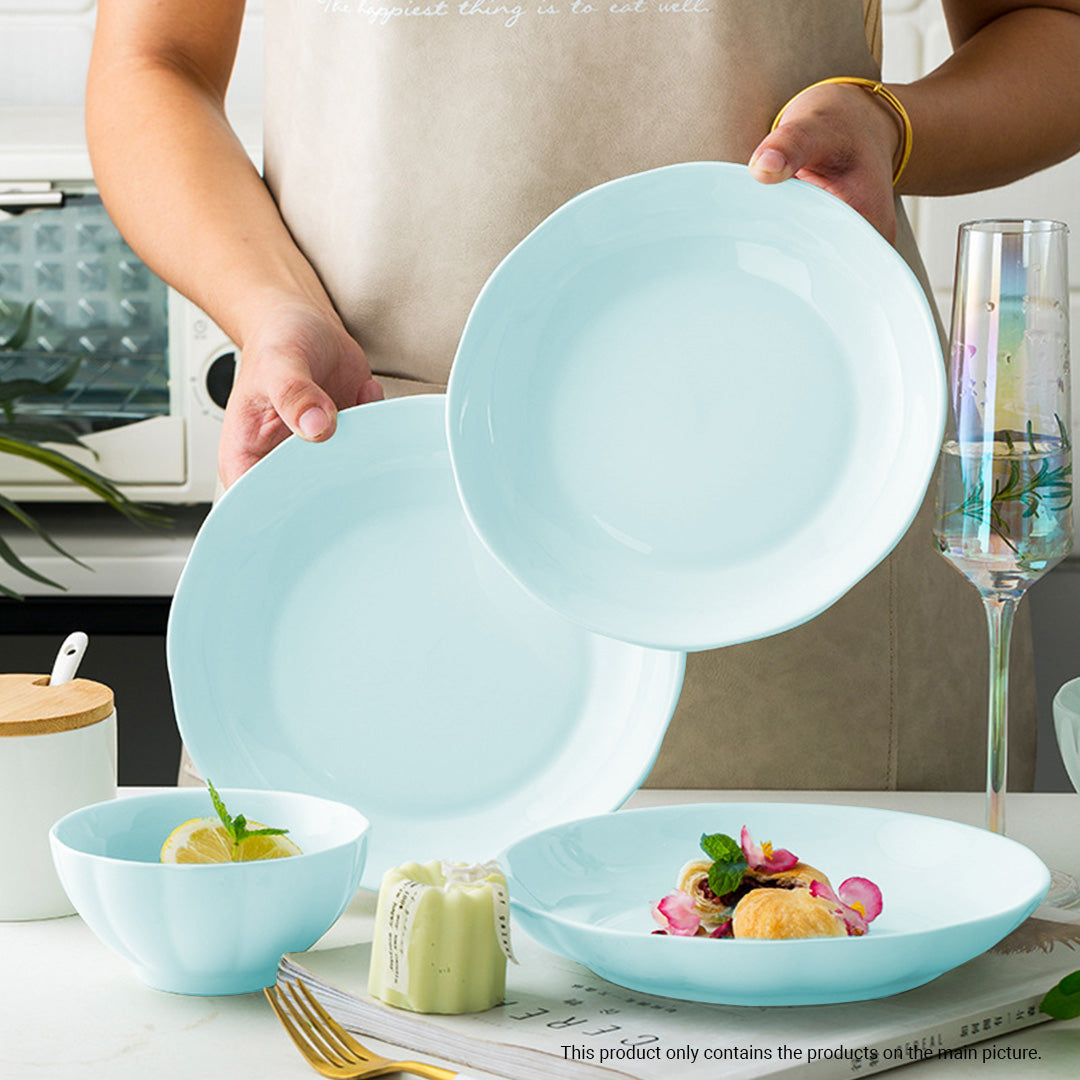 SOGA Light Blue Japanese Style Ceramic Dinnerware Crockery Soup Bowl Plate Server Kitchen Home Decor Set of 12 • LUZ-BowlG439