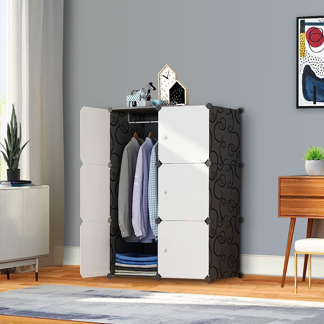 SOGA 3 Tier 6-Cube Portable Wardrobe Divide-Grid Modular Storage Organiser Foldable Closet • LUZ-Wrobe1770