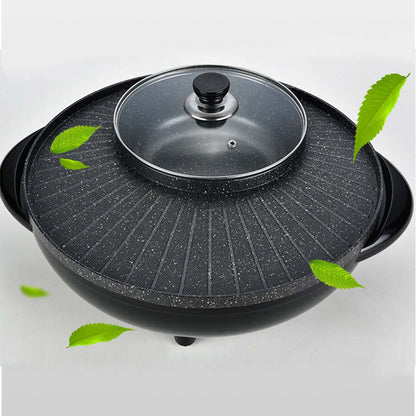 SOGA 2X 2 in 1 Electric Stone Coated Teppanyaki Grill Plate Steamboat Hotpot 3-5 Person • LUZ-SteamboatHotPotandGrillRoundX2
