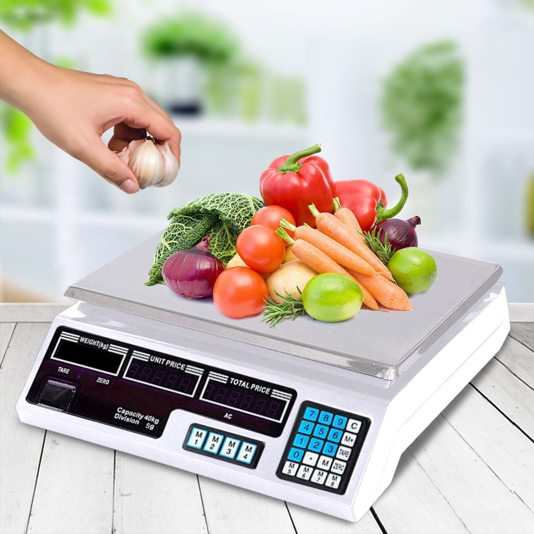 SOGA 2X 40kg Digital Commercial Kitchen Scales Shop Electronic Weight Scale Food White • LUZ-Scale40kgWHTX2