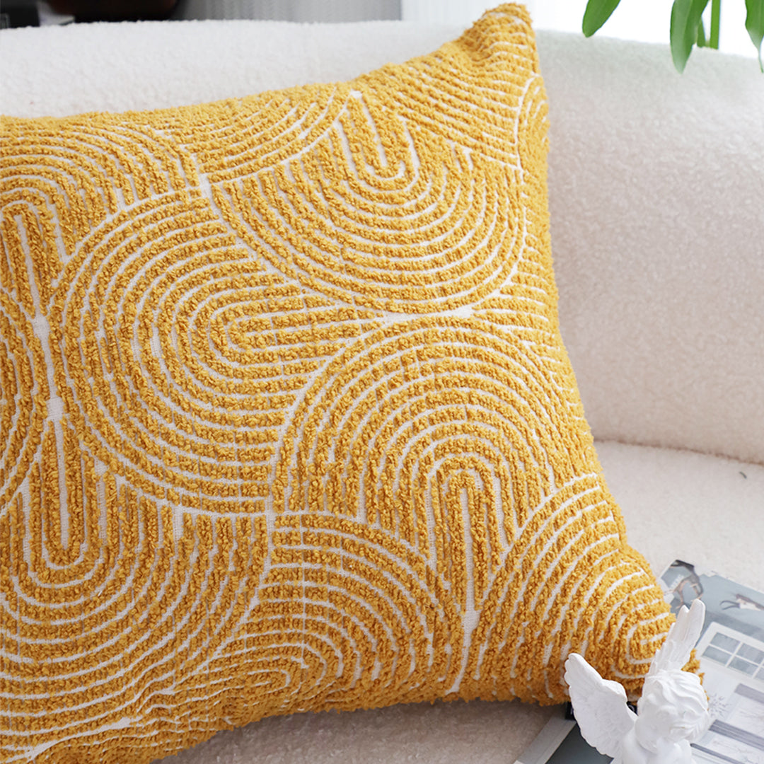 SOGA 50cm Mustard Yellow Throw Pillow Geometric Indoor and Outdoor Corded for Home Decor • LUZ-FrenchCushion321