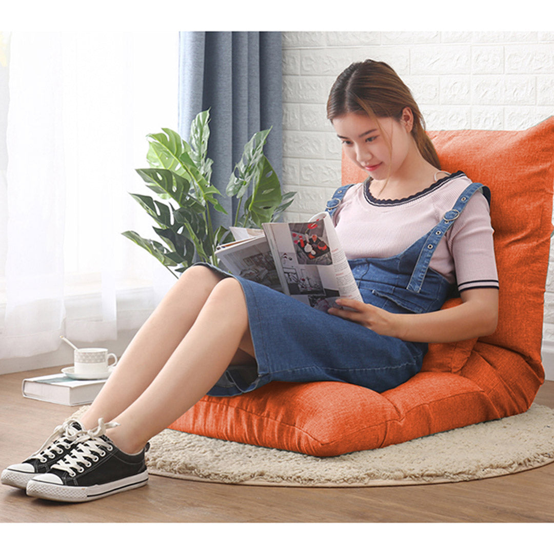SOGA 4X Lounge Floor Recliner Adjustable Lazy Sofa Bed Folding Game Chair Orange • LUZ-LoungeFabricOrangeX4