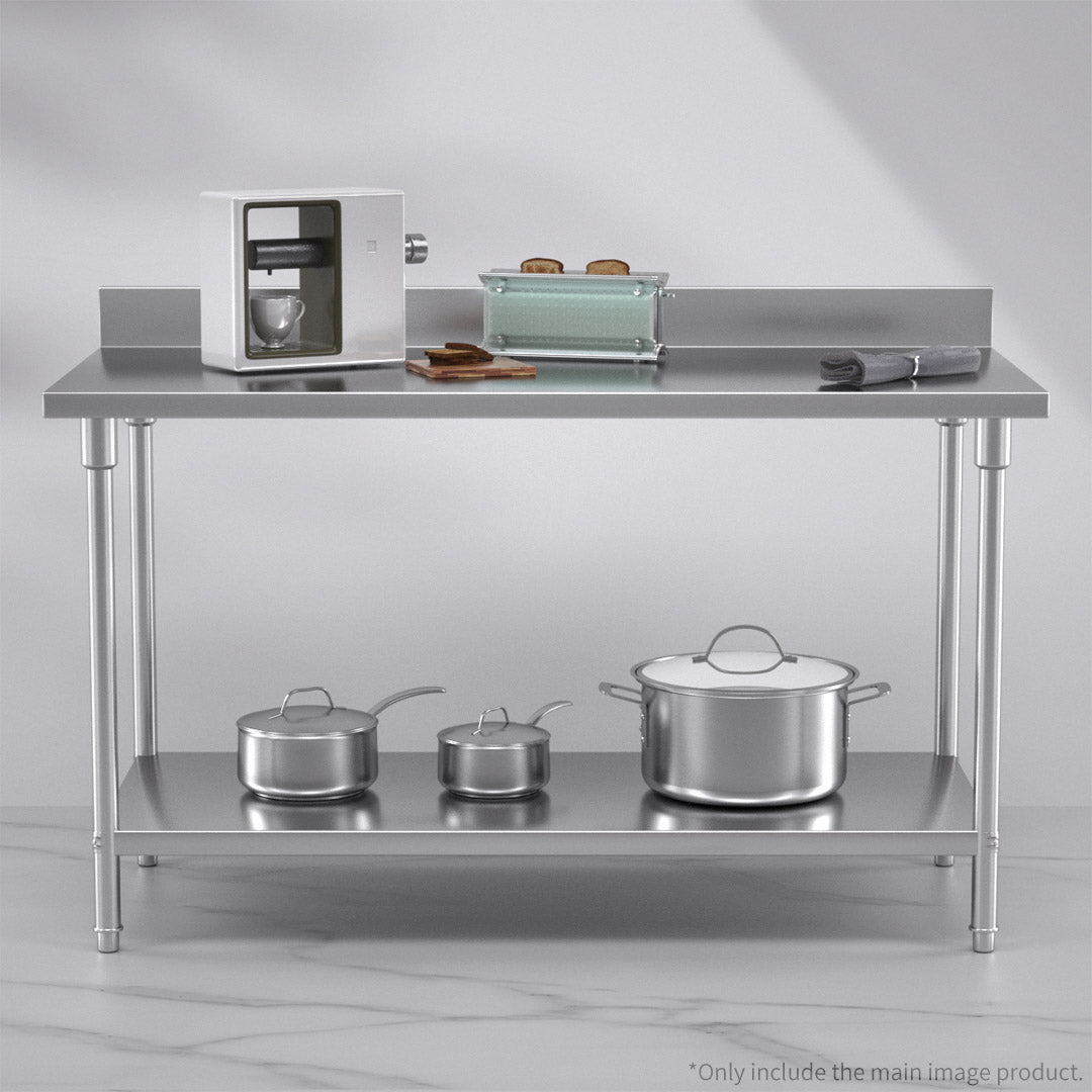 SOGA Commercial Catering Kitchen Stainless Steel Prep Work Bench Table with Back-splash 150*70*85cm • LUZ-WorkBenchSS2004150CM