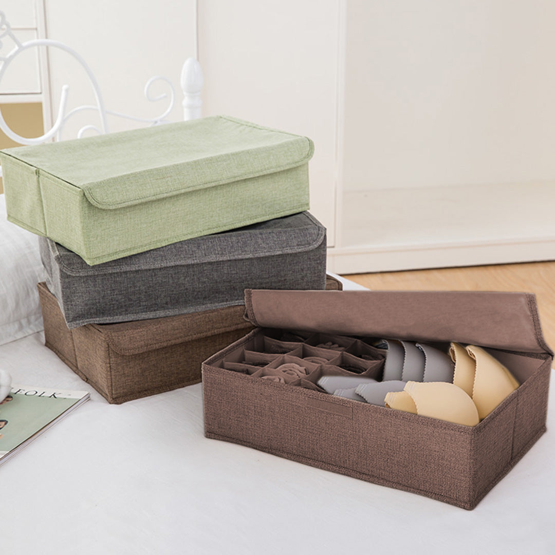SOGA 2X Coffee Flip Top Underwear Storage Box Foldable Wardrobe Partition Drawer Home Organiser • LUZ-SBox033X2