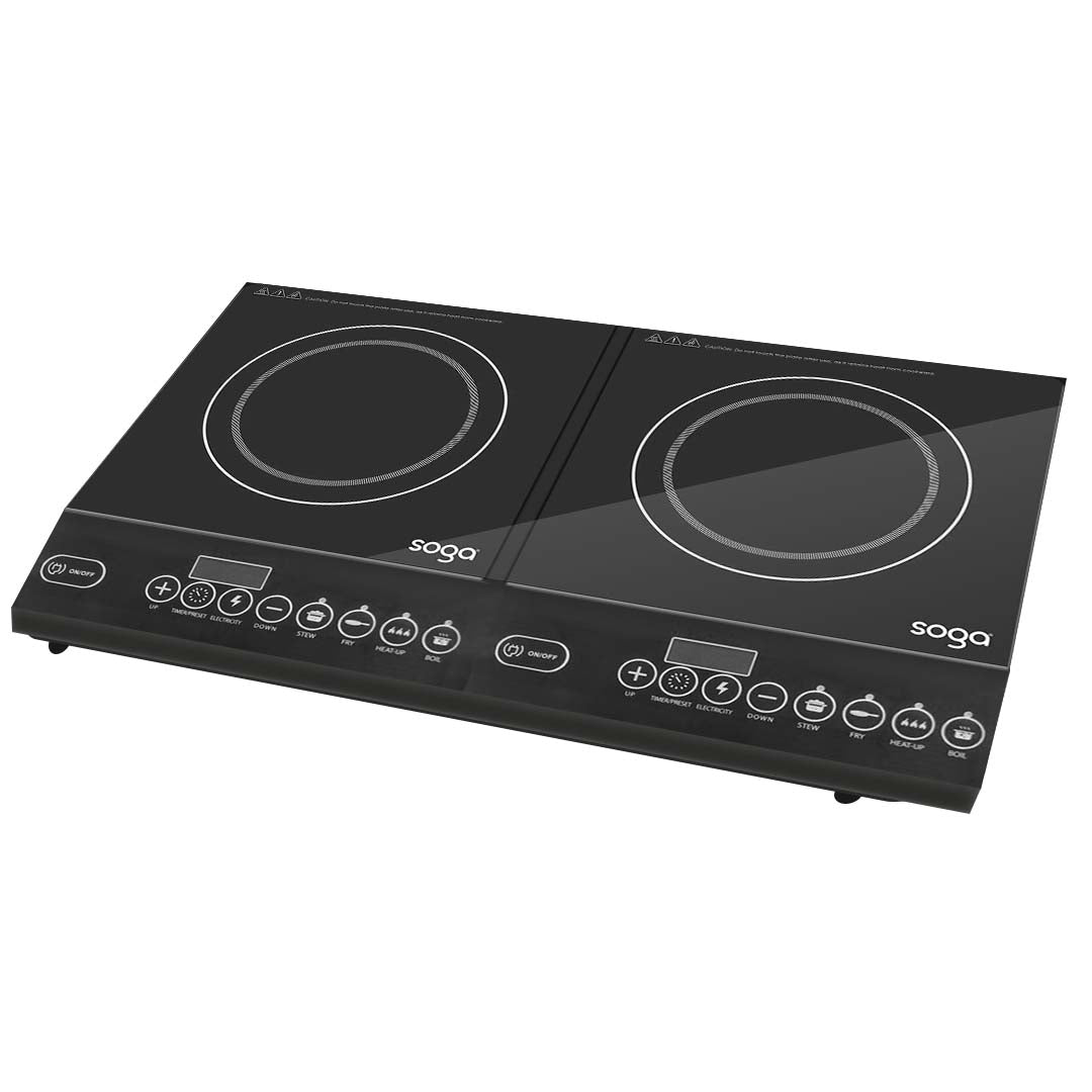 SOGA 2X Cooktop Portable Induction LED Electric Double Duo Hot Plate Burners Cooktop Stove • LUZ-ElectricCooktopDoubleX2