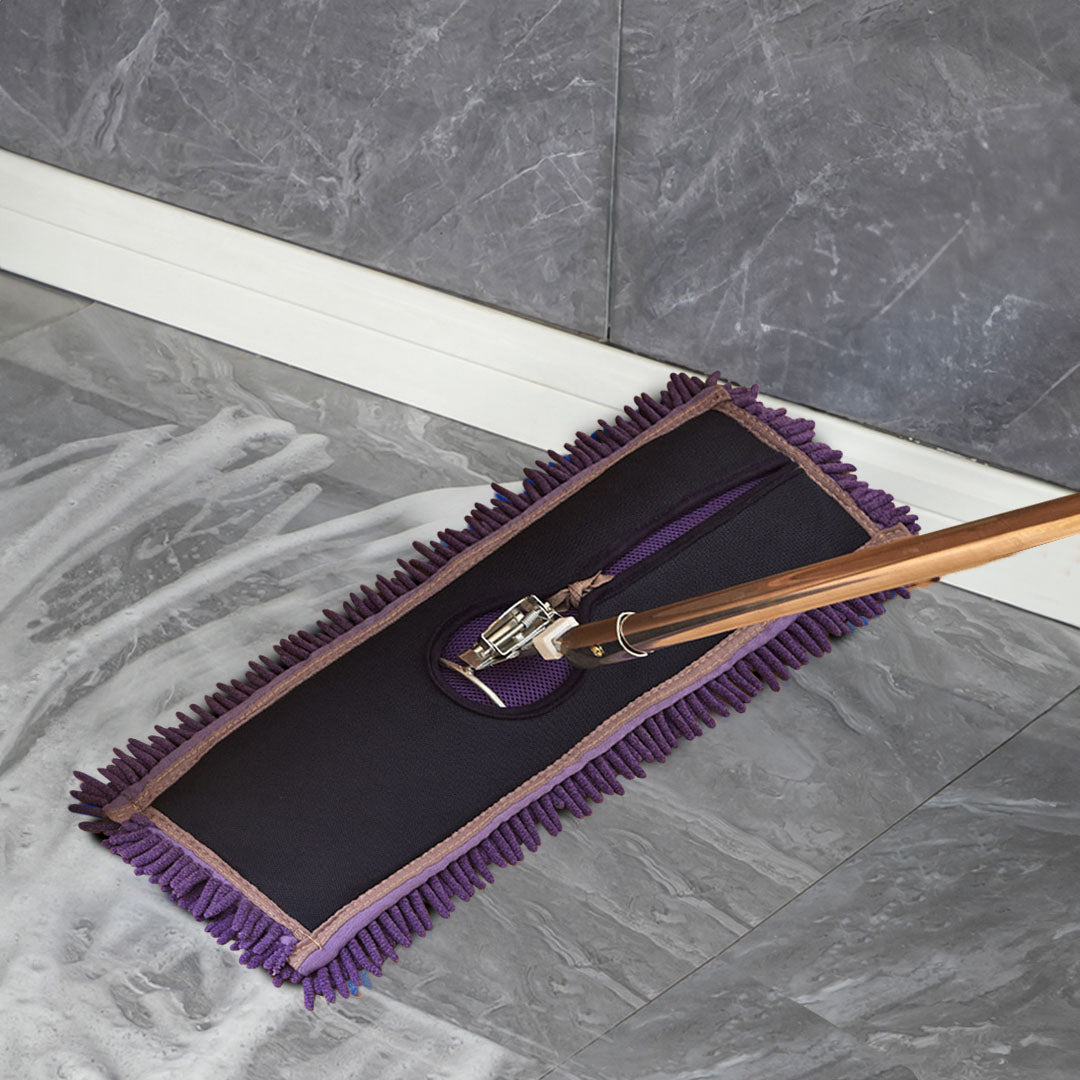 SOGA 90cm Purple Microfiber Flat Mop Floor Cleaning Pads Rotating Dust Remover • LUZ-MopCof90