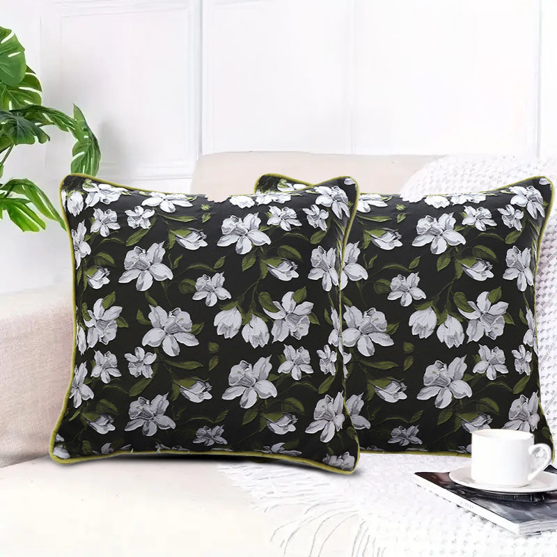 SOGA 45cm Subtle Foliage Green Pillow Subtle Orchid Blossom Square Throw Pillow • LUZ-FrenchCushion256