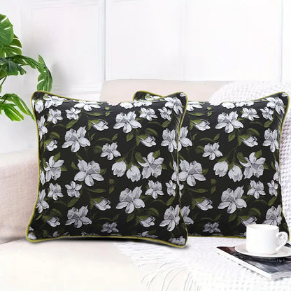 SOGA 45cm Subtle Foliage Green Pillow Subtle Orchid Blossom Square Throw Pillow • LUZ-FrenchCushion256