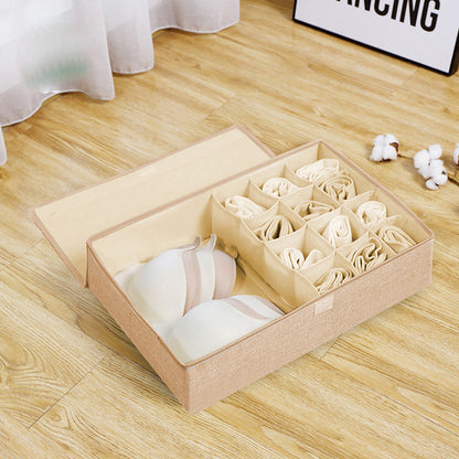 SOGA 2X Beige Flip Top Underwear Storage Box Foldable Wardrobe Partition Drawer Home Organiser • LUZ-SBox032X2