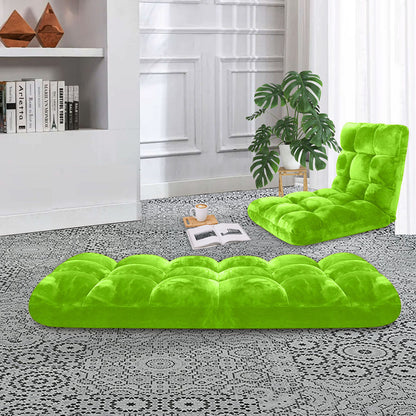 SOGA 4X Floor Recliner Folding Lounge Sofa Futon Couch Folding Chair Cushion Green • LUZ-LoungeChairGreenX4