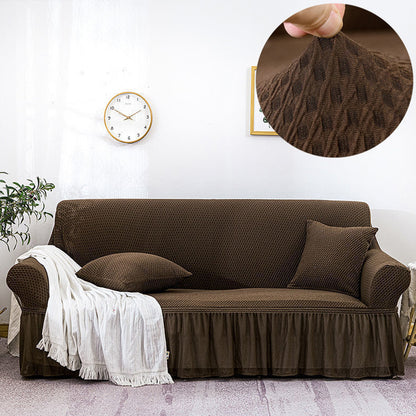 SOGA 3-Seater Coffee Sofa Cover with Ruffled Skirt Couch Protector High Stretch Lounge Slipcover Home Decor • LUZ-SofaCov3