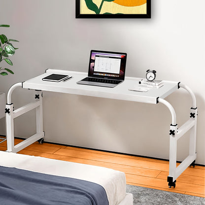 SOGA 2X 140x45cm White Cross Bed Movable Desk Table w/ Adjustable Length & Height • LUZ-SideTab30X2
