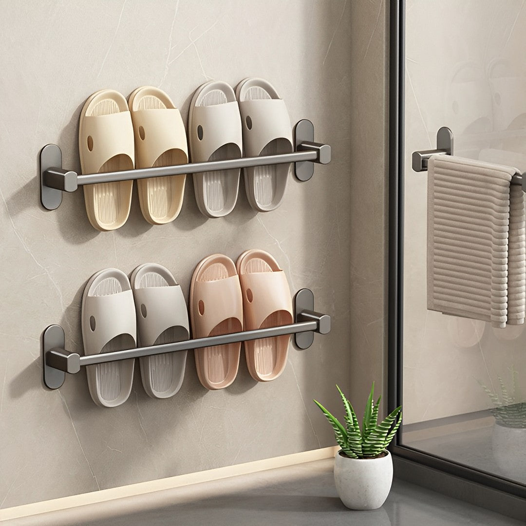 SOGA 2X 49cm Wall-Mounted Slipper Organiser Adhesive Storage Space-Saving Wall Rack LUZ-TAN1041X2