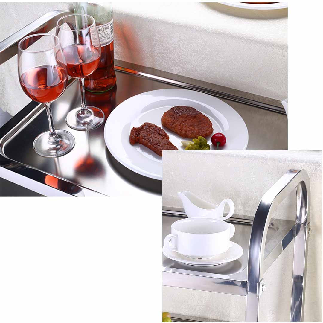 SOGA 2 Tier 85x45x90cm Stainless Steel Kitchen Dining Food Cart Trolley Utility Medium • LUZ-FoodCart1005