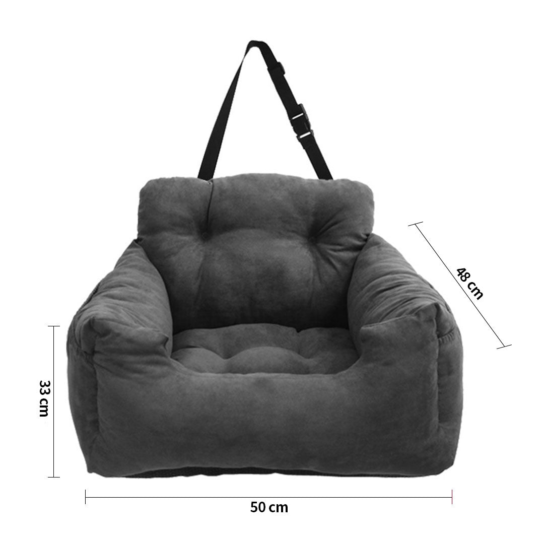SOGA 2X Grey Pet Car Seat Sofa Safety Soft Padded Portable Travel Carrier Bed • LUZ-CarPet123X2