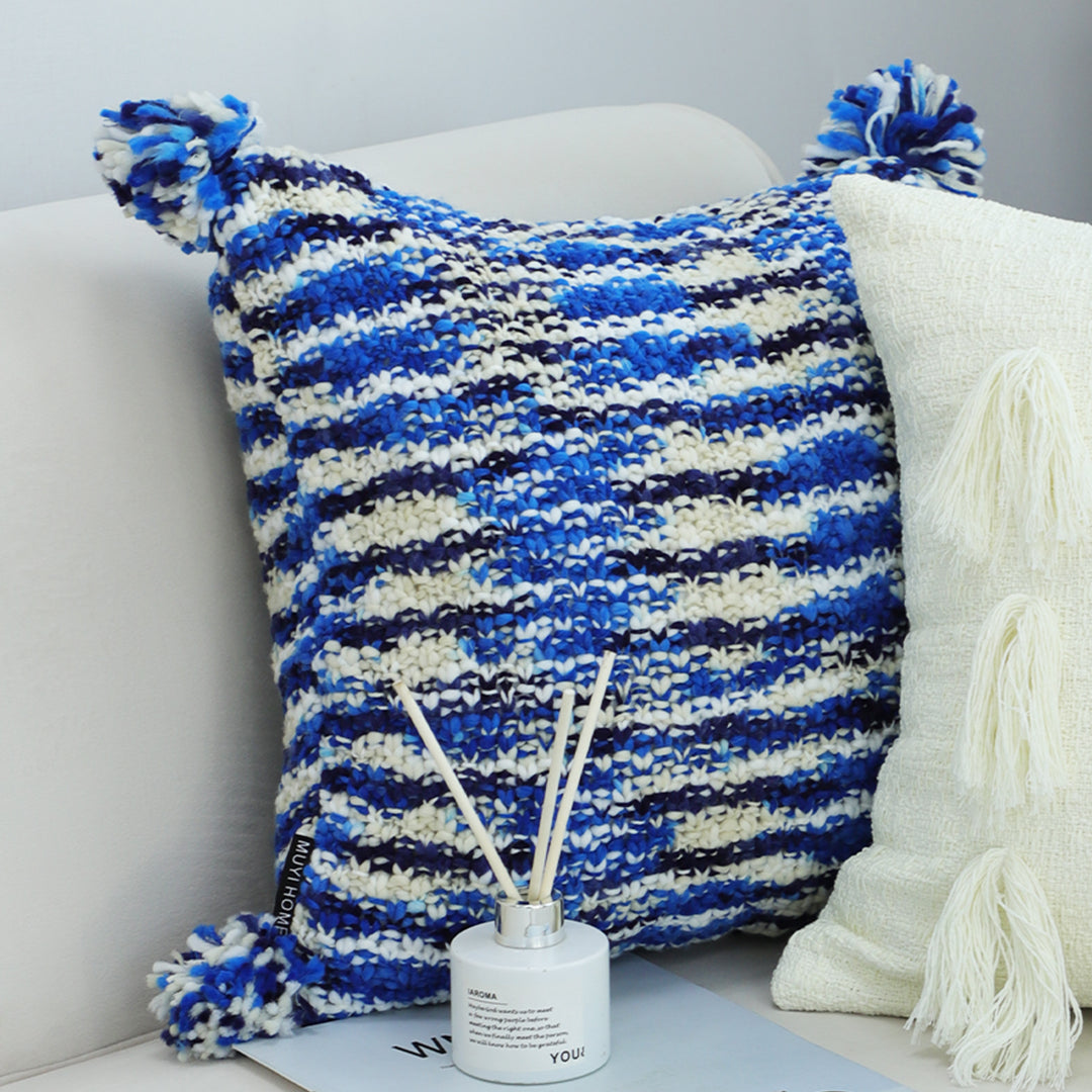 SOGA 2X 45cm Throw Pillow Deep Sea Blue Gradient Dyed Decorative Soft Square for Couch or Bed • LUZ-FrenchCushion283X2